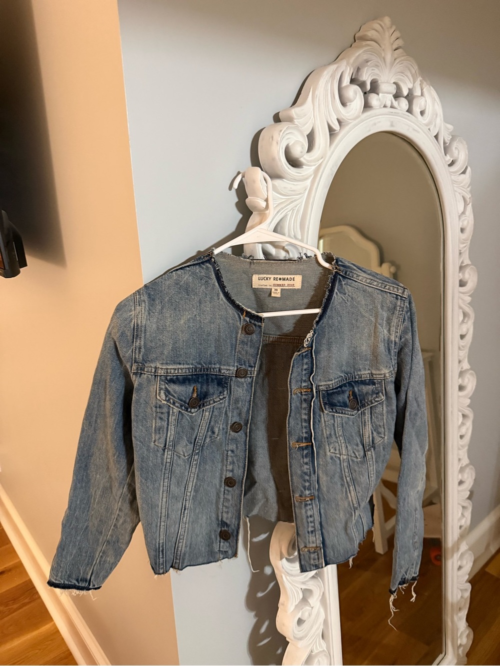 Lucky Brand Light Blue Distressed Denim Jacket